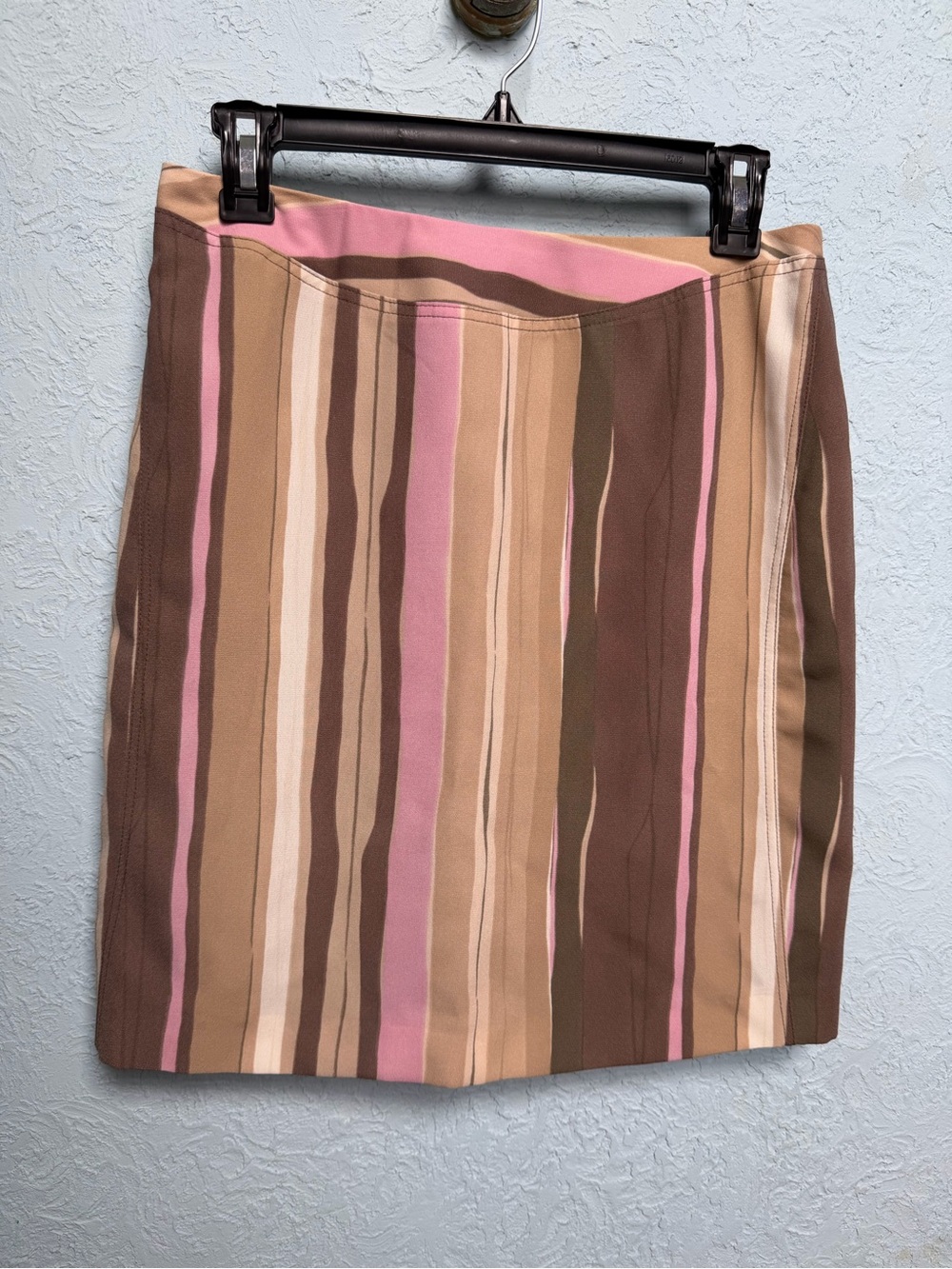 Harve Bernard Pink and Brown Striped Mini Skirt